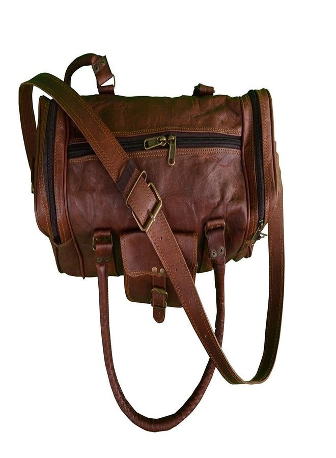 RSN 22 Inch Brown Genuine Leather Square Duffel/Travel/Gym/Sports Leather Bag - Image 4